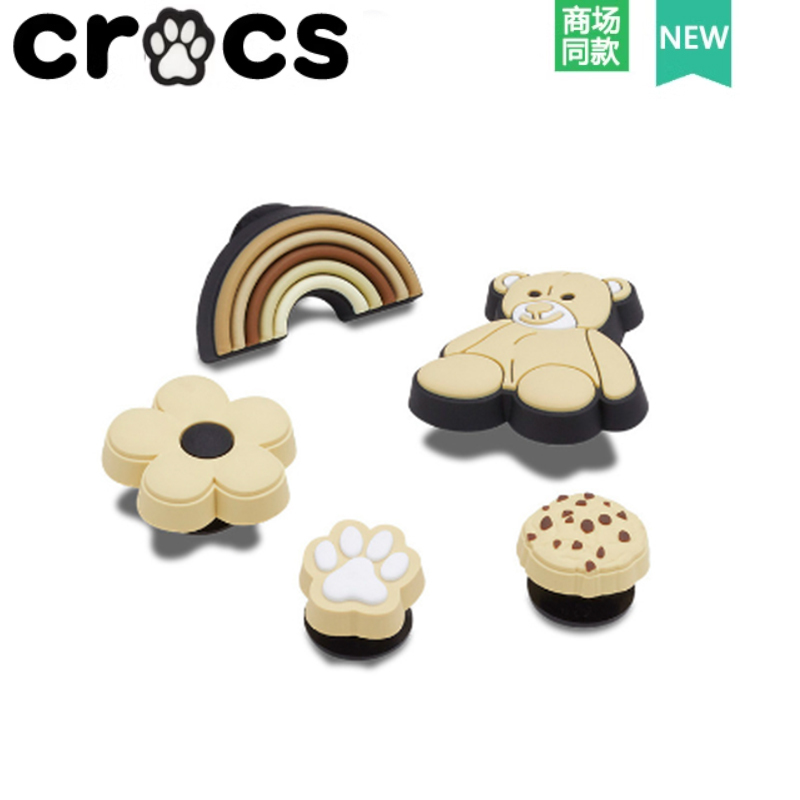 Crocs Accessories Similar to Wang Junkai's Style, Cartoon Bear Five-Piece Set
