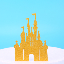 Dream Castle cake decoration Dessert table decoration Prince Princess decoration Childrens happy birthday card and flag