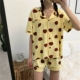 Bộ đồ ngủ cotton cà chua nữ mùa hè quần short tay ngắn Phiên bản Hàn Quốc của áo len nhà mới phục vụ bộ đồ hai mảnh phù hợp với học sinh - Bên ngoài ăn mặc