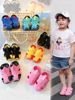 Детские летние босоножки для мальчиков, пляжные тапочки в стиле Crocs, спортивный самолет на липучке, в корейском стиле, закрытый носок
