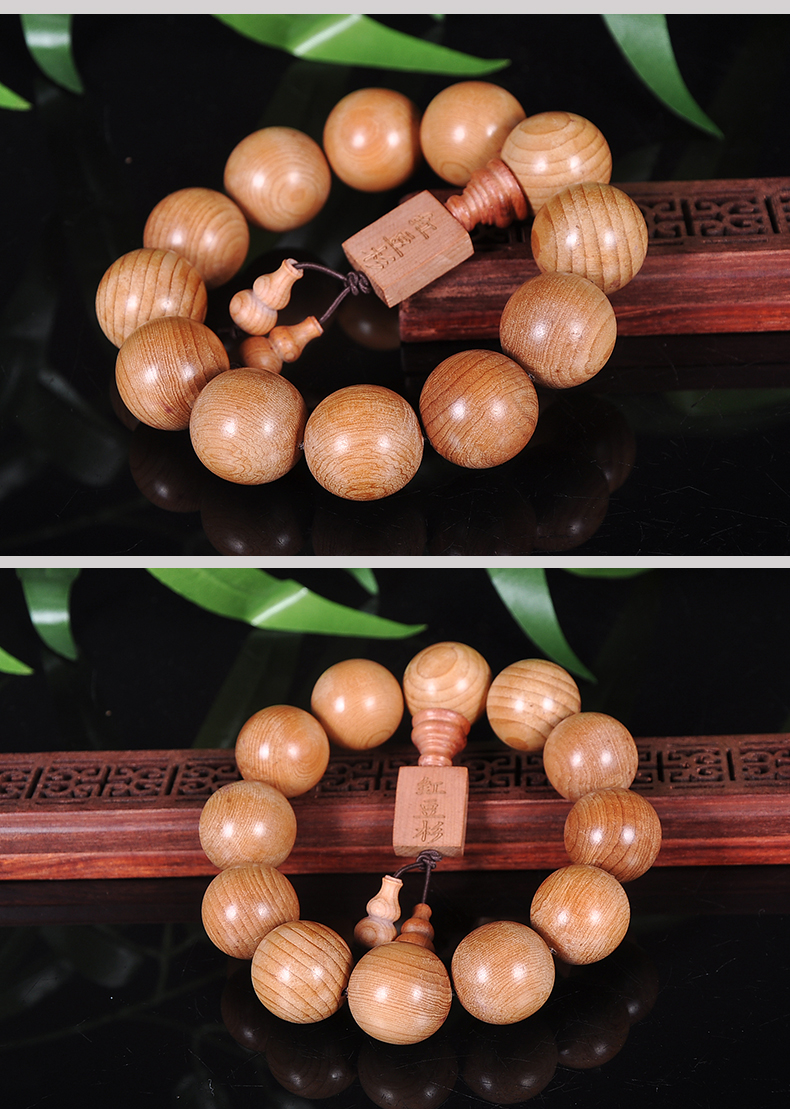 Xuantong chọn lỗ thủy tùng tự nhiên 20 mm hạt phổ biến vòng tay gỗ vòng tay nam và nữ đồ trang sức đôi - Vòng đeo tay Clasp thạch anh tóc xanh