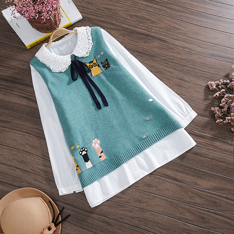 2021 new pullover maternity sweater vest women spring and autumn loose tops vest size autumn two-piece set of knitwear