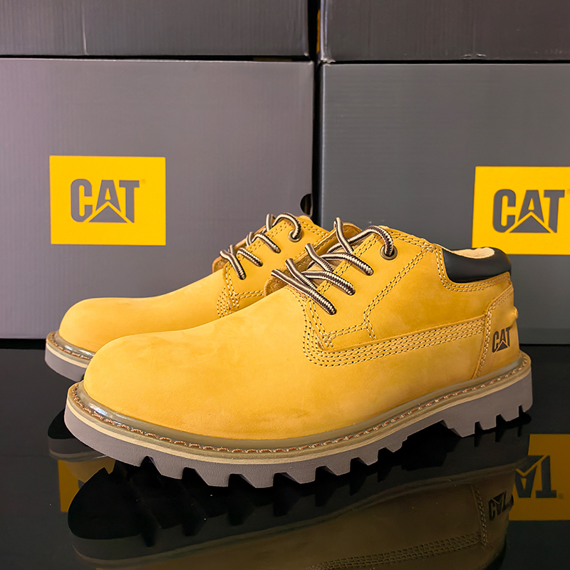 Cat Carter Men's Shoes Low-Top Classic Genuine Leather Cowhide Outdoor Work Shoes Non-Slip Wear-Resistant Thick-Soled Men's Big-Toe Shoes