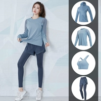 Одежда для йоги, комплект, быстросохнущий лонгслив для спортзала, спортивный костюм для тренировок, свободный крой, для бега