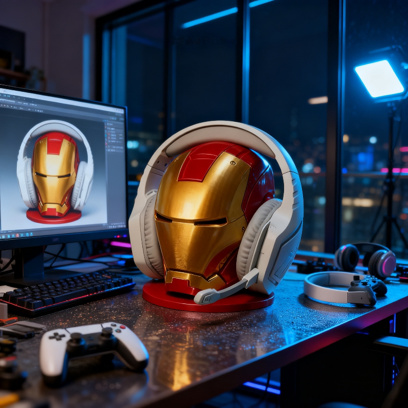 Iron Man Helmet Headphone Stand Headset Storage Rack Gaming Desktop Trendy Ornament Creative Gift for Boys