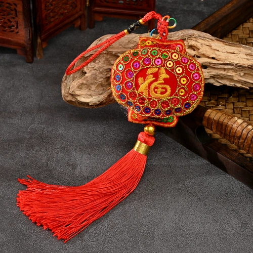 Китайская маленькая подвеска, китайский защитный амулет, мешочек, с вышивкой, китайский стиль