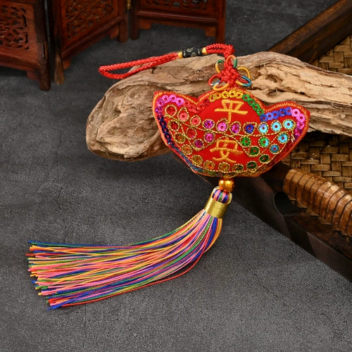 Китайская маленькая подвеска, китайский защитный амулет, мешочек, с вышивкой, китайский стиль