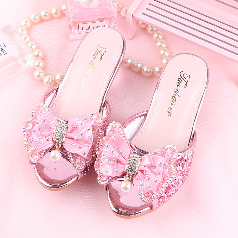 Children's Summer Slippers for Home, High-Heeled Soft-Soled Elsa Slippers, Non-Slip Girls' Cute Baby Shoes, Frozen