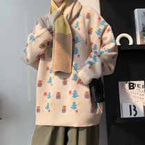 Scarves red Christmas sweater for men and women Winter thickened warm wire clothes for students trendy lovers to beat the underhand jersey