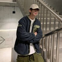 Spring autumn season new lamb suede casual jacket mens Korean version trendy port windfall blouse student jacket