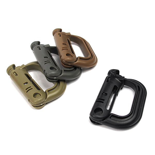Outdoor Tactics D Type Latch Multifunction Hook Plastic Key Anti-Loss Mountaineering Light Weight MOLLE Webbing Buckle