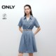 ONLY2025 new winter style commuter style V-neck waist denim shirt skirt dress for women|125342022