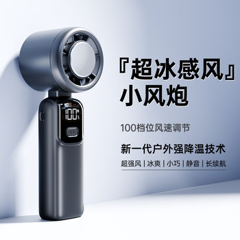 2025 New Handheld Bladeless Turbo Cooling Fan, Small Air Conditioner, Cold Air Ice Pack Handheld Fan, Portable Mini USB Rechargeable Silent Electric Fan, Cooling Gadget