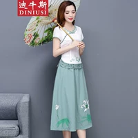 Trang phục Jiesheng 槿 微 琳迪 9 2019 văn chương đa năng retro cải tiến cotton và vải lanh hai mảnh - Quần áo ngoài trời áo gió chống mưa