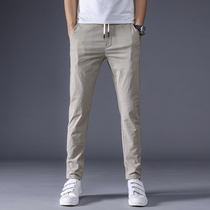 Ice silk summer pants mens ultra-thin summer breathable sports trend air conditioning summer pants summer wear slim casual pants