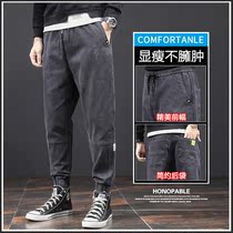 2021 new autumn and winter overalls jeans mens fashion brand casual loose beam feet Harlan Korean trend trousers