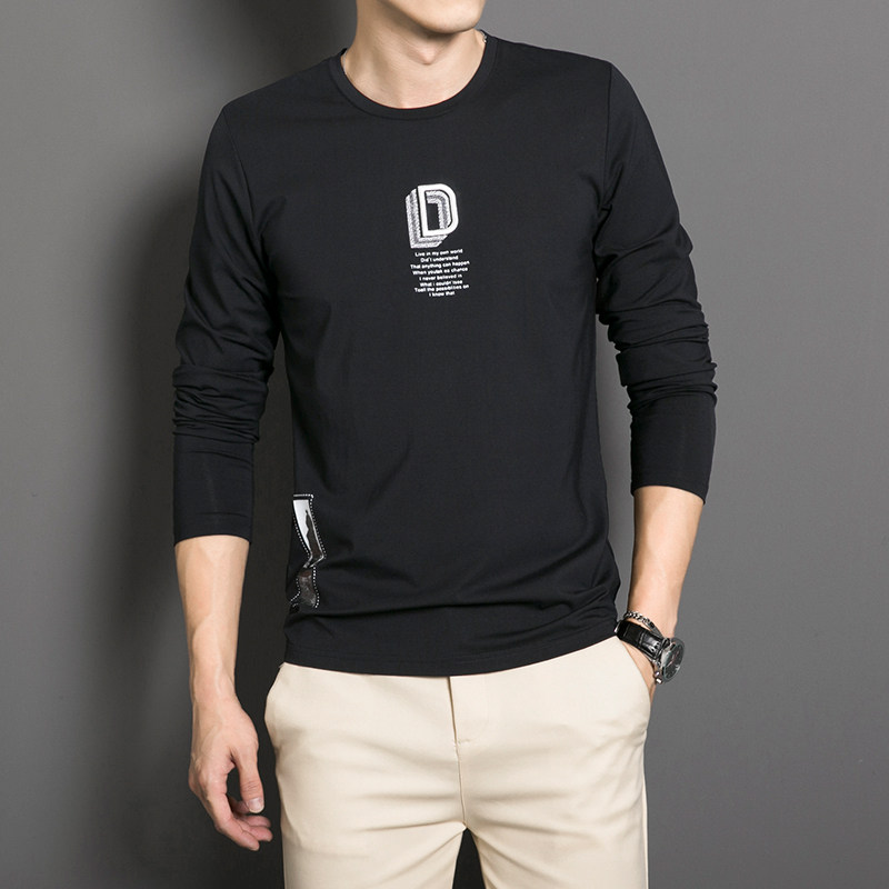 Men's thick T-shirt autumn 2020 new spring and autumn Korean version of the trend ins top clothes loose round neck long sleeve T-shirt men's clothing