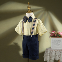 Male Pawn Birthday Gown 2022 Summer New Small Suit Boy Yingren Wind Child Flowers Child Gentleman Suit