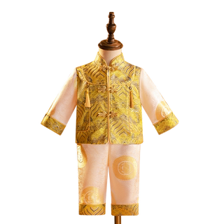 宝宝周岁礼服男春季2025新款儿童唐装一周岁抓周衣服男童汉服冠衣