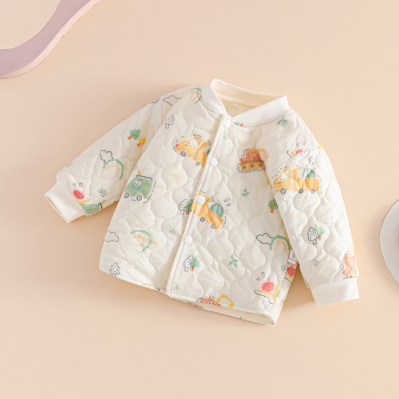 Baby Outwear for Autumn and Winter Outings, Padded Winter Clothing, Newborn Fleece-Lined Thickened Clothes, Cotton Clothing, Single-Piece Top for Babies
