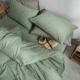 Kiểu Nhật denim in bông màu xám bông rửa ròng bông màu đỏ rắn đơn giản giường lanh khí quyển Bắc Âu - Bộ đồ giường bốn mảnh