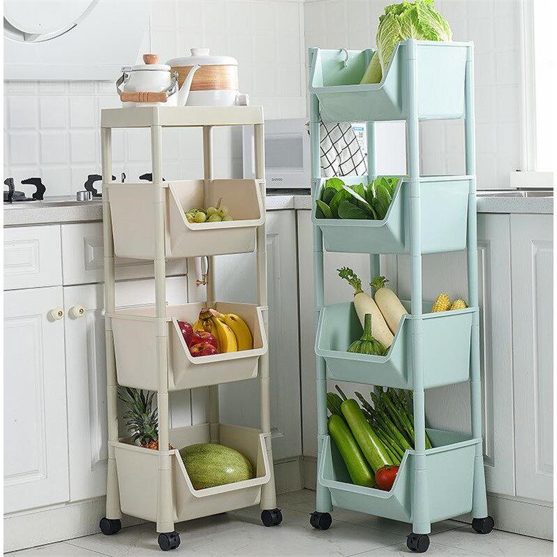 Kitchen vegetable storage shelves storage space-saving floor multi-layer fruit basket vegetable basket home plastic storage racks