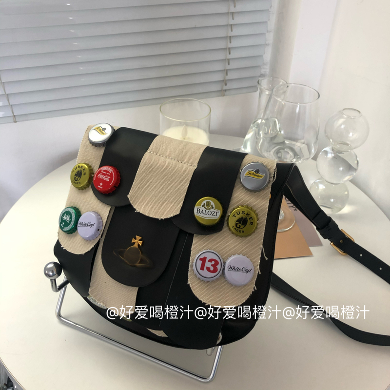 Hippie Style~ Saturn African Series Bottle Cap Bag Crossbody Bag, Handmade Distressed Leather Messenger Bag