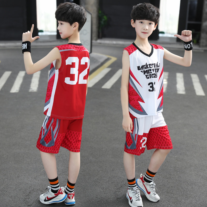 Boys' suit 2022 new summer style children's handsome foreign style big boy two-piece set No. 32 quick-drying basketball uniform