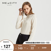 Sheep wool MECITY womens simple temperament solid color high neck pit long sleeve bottomed sweater sweater women