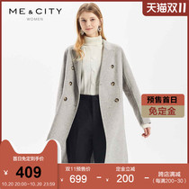 Pre-sale deposit-free] Cashmere MECITY womens winter fashion double-breasted long double-sided tweed coat-cc