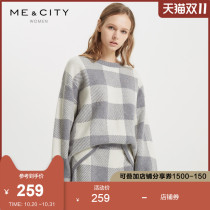 Sheep wool MECITY womens autumn and winter good wear retro plaid lazy wool sweater round neck knitted sweater women