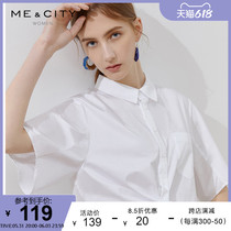 MECITY Women Dress Summer Fashion Personality Open Fork Strap Design Sense Square Collar Short Sleeve Shirt 521766