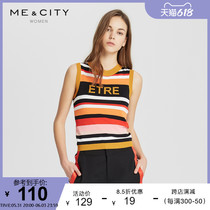 MECITY Womens Clothing Ice Silk Sport Reduced Age Collision Color Letter Printed Sleeveless Sweater 515682