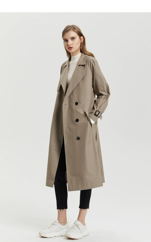 MECITY dành cho nữ đích thực 2020 xuân mới dài tay thắt lưng thời trang kẻ sọc trench coat nữ 534804 - Trench Coat