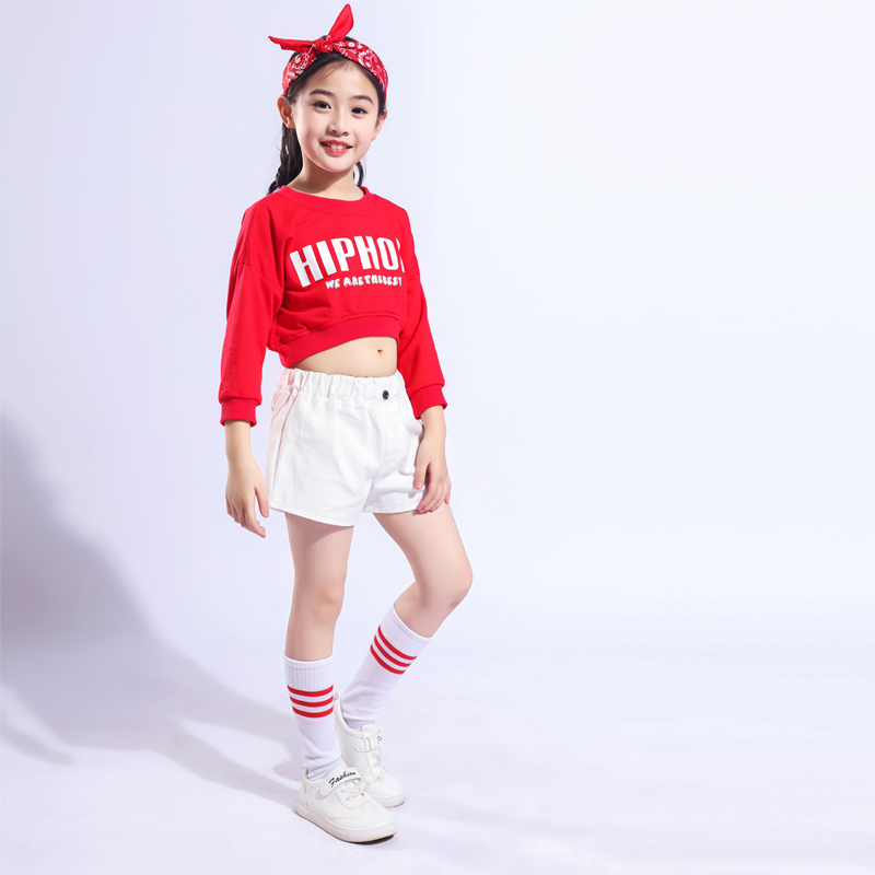 Trẻ em của hip-hop hip-hop showwear jazz biểu diễn múa hiện đại váy cổ vũ nam và cô gái phù hợp với sinh viên ướt át.