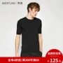 Tây gặp người đàn ông của 2018 mùa xuân mới vòng cổ áo thun ngắn tay T-Shirt nam stretch áo len giản dị thẳng hoang dã áo len nam