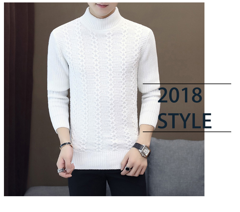 Mùa thu và mùa đông nửa áo len cao cổ nam áo len cổ tròn cộng với nhung nam phiên bản Hàn Quốc của áo sơ mi sinh viên tự tu áo len trung niên