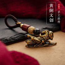 Pure brass locusts flying locusts Locust Key Buckle Pendant Mini Leash Grasshopper Crickets Grass Borer Small Pendulum Pieces Ancient Play Antiques