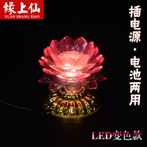 The edge of the immortal lotus lamp Buddha offering lamp led colorful yuan treasure for the Buddha lotus lamp pink festive festival for the lamp plug in