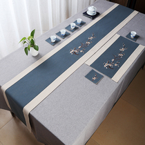 High-end table flag New Chinese Zen tea table cloth tea table cloth Japanese tablecloth long strip tea table meeting extended customization