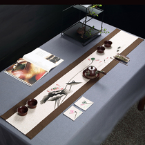 Table flag Chinese Zen cotton linen tea mat hand-painted modern simple high-end tea table cloth coffee table table mat