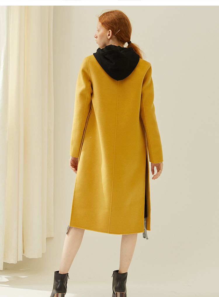 NEELLY Labuan 2018 mùa thu đông mới áo khoác nữ cashmere hai mặt dài - Accentuated eo áo măng tô nữ dáng dài