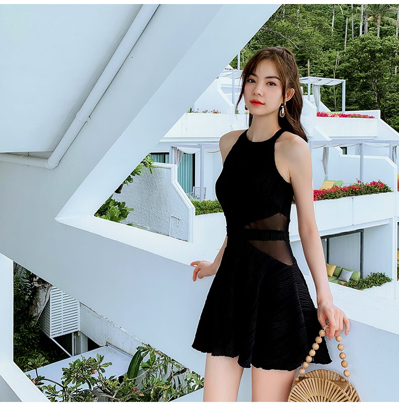 Áo cổ yếm gợi cảm nữ Xiêm váy che bụng nhỏ ngực thể thao thời trang dây buộc nóng xuân bên bờ biển Hàn Quốc ins - Bộ đồ bơi One Piece áo tắm nữ liền thân