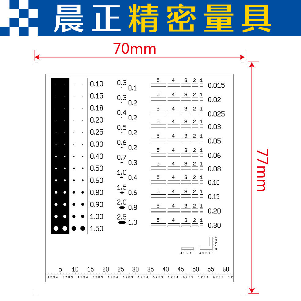 Round Area Gauge Line Thickness Stain Count Card Line Width Contrast Card Gauge with Elliptical Defect Test