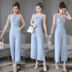 Stylish jumpsuit set 2020 mùa hè mới của Hàn Quốc phiên bản nhỏ không tay tươi của phụ nữ jumpsuit quần rộng chân hoàng chị bộ 