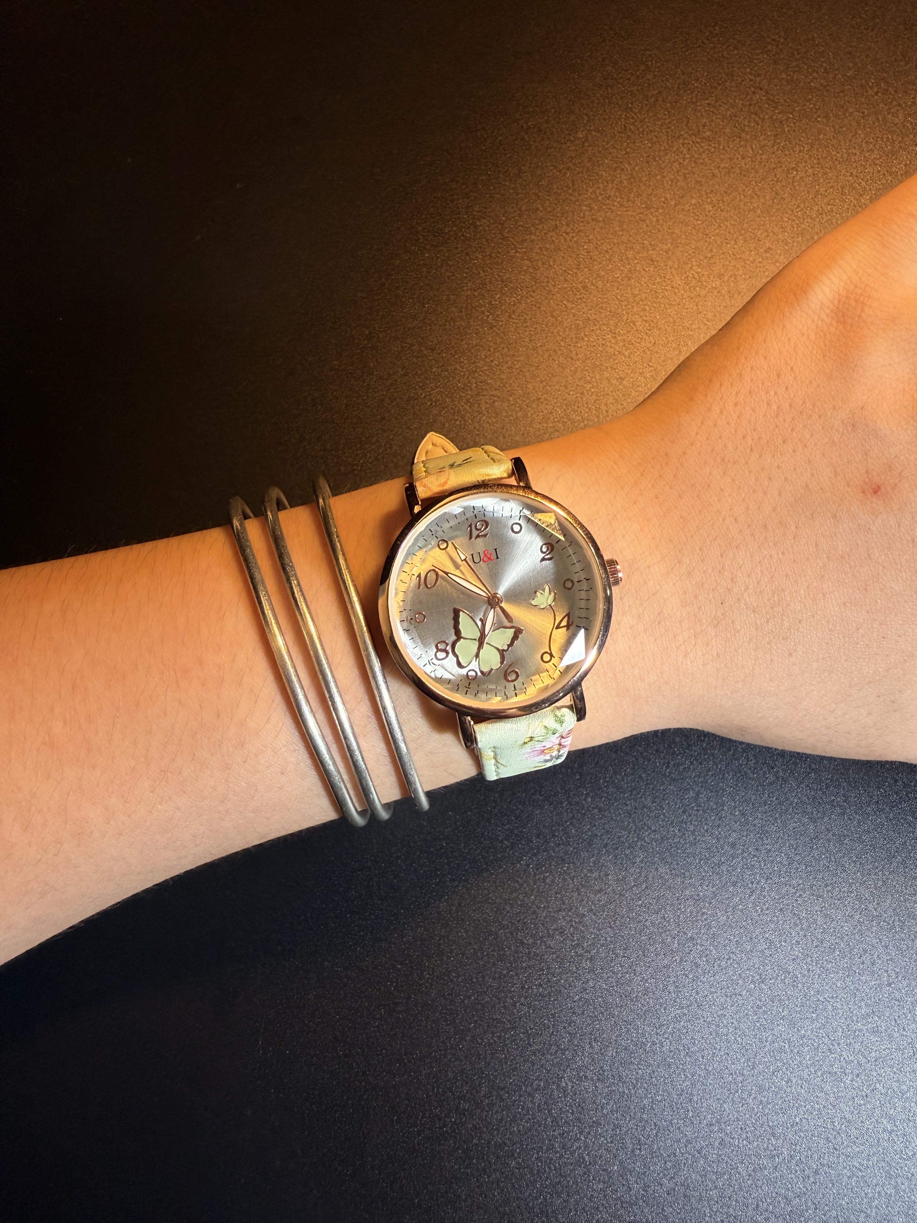 Vintage Floral Butterfly Watch: Green Flowering Olive - Taobao product photo 8
