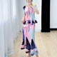 Miyake 2023 new fashion pleated suit gentle wind printing round neck short-sleeved top high waist ruffled skirt