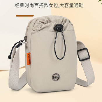 2026 super popular crossbody mobile phone bag women's double layer walking bag high-end summer lightweight canvas bag water cup bag