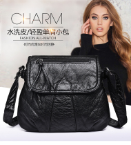 Shoulder bag 2020 new simple womens bag Washed leather soft bag small retro womens cross-body bag Womens messenger bag