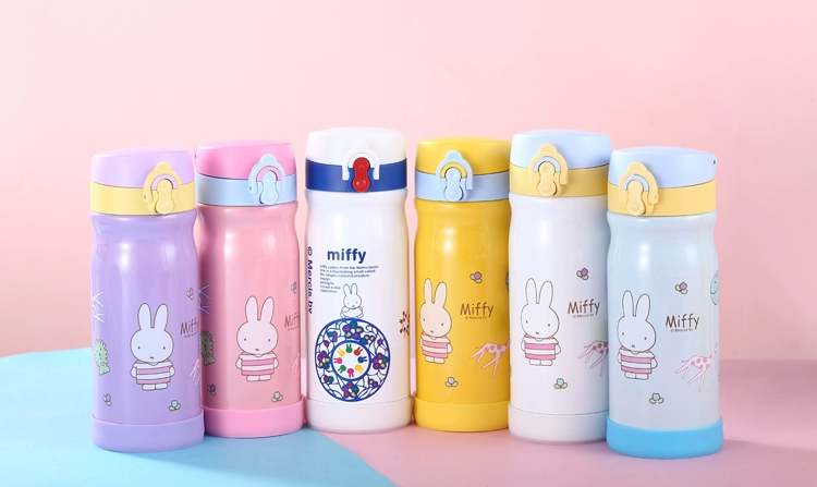 Miffy cốc nữ sinh viên uống cốc bằng thép không gỉ cầm tay chống rò rỉ ấm đun nước dễ thương mũ trẻ em cốc nước - Tách